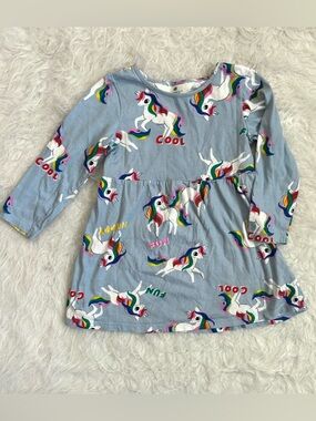 H&M Light Blue Rainbow Unicorn Print Long Sleeve Dress